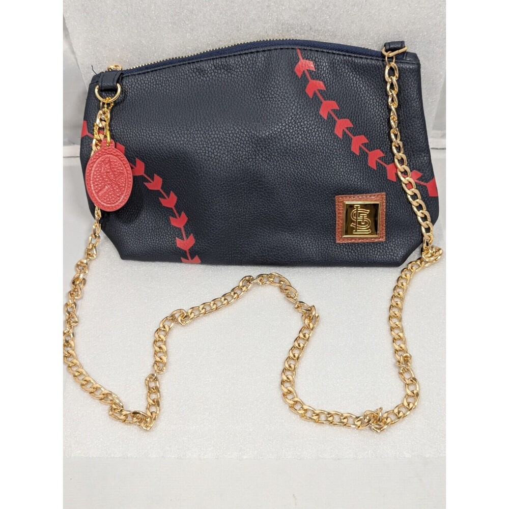St. Louis Cardinals Purse Navy ~ Gold Chain Red Interior w/ Logo ~ Busch Stadium
